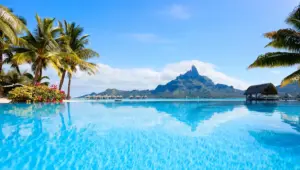 Amazing beach with a mountain view